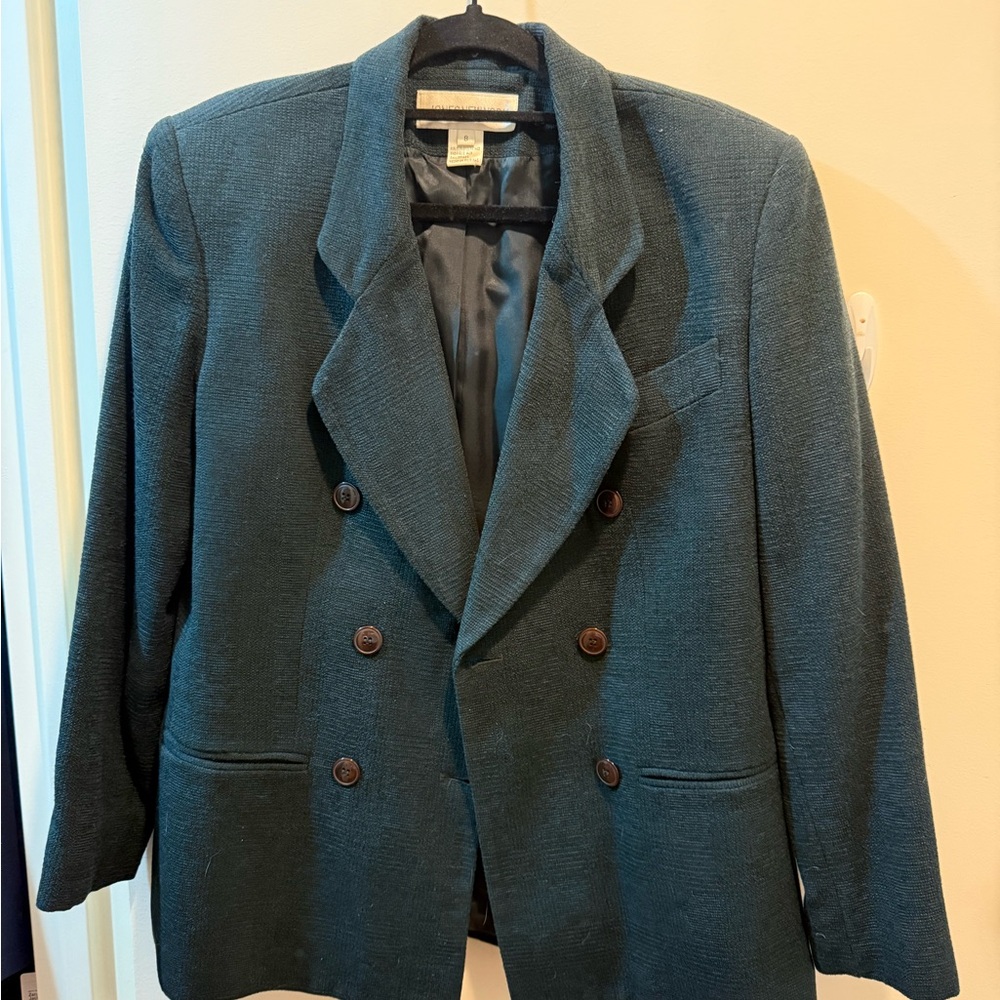 Dark Green Double-Breasted Women's Blazer